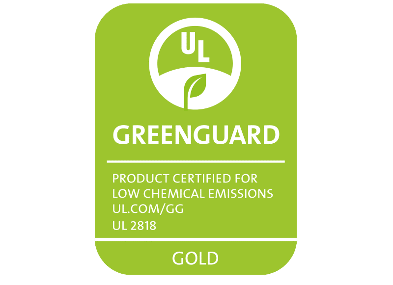 Grünes GREENGUARD Gold Zertifikat – Auszeichnung für Produkte mit geringen chemischen Emissionen (UL 2818)